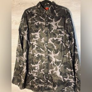 Men’s Foundry black Camo Button up Dress Shirt Size XL